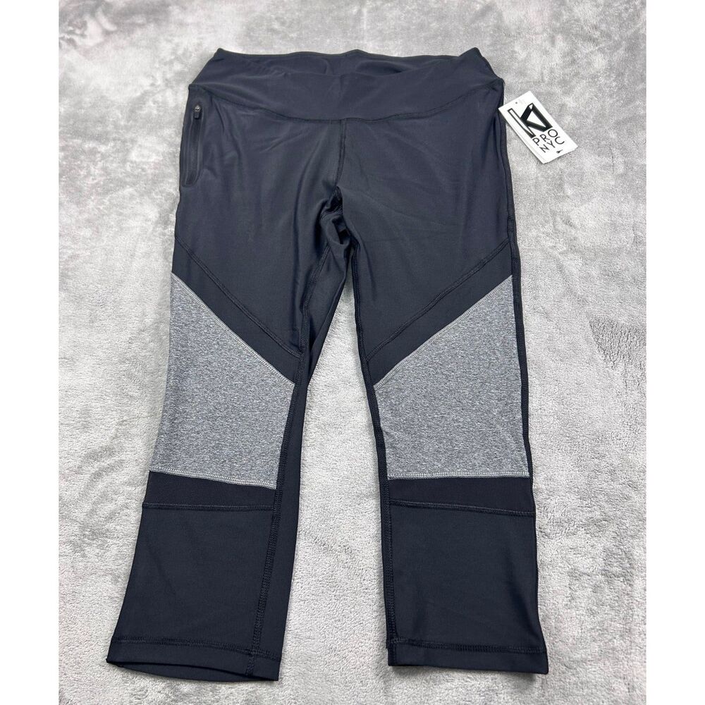 Kipro NYC Women’s Colorblock Activewear Leggings Black Gray Size L NWT
